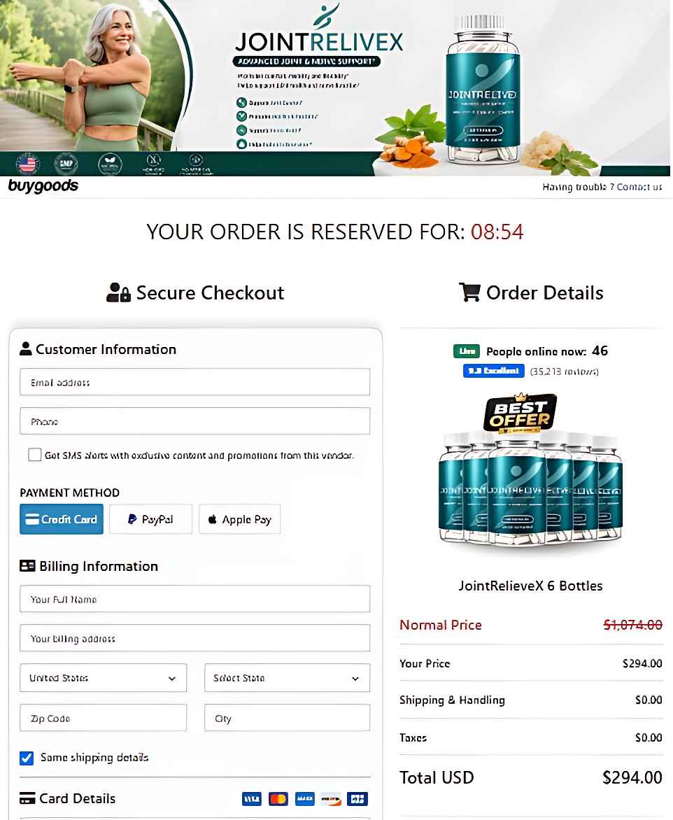 JointReliveX - Secure Checkout Page